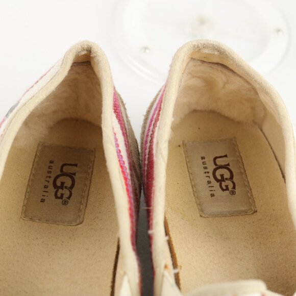 Ugg Womens Delizah Espadrille Shoe Size 8 White Red Striped Canvas Slip On Flat - Picture 10 of 11